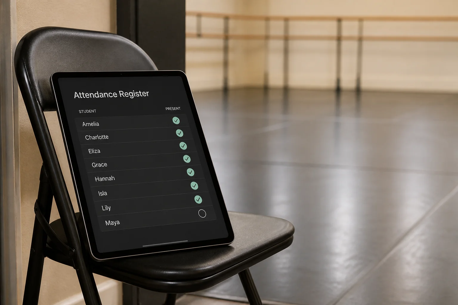 Attendance register on tablet
